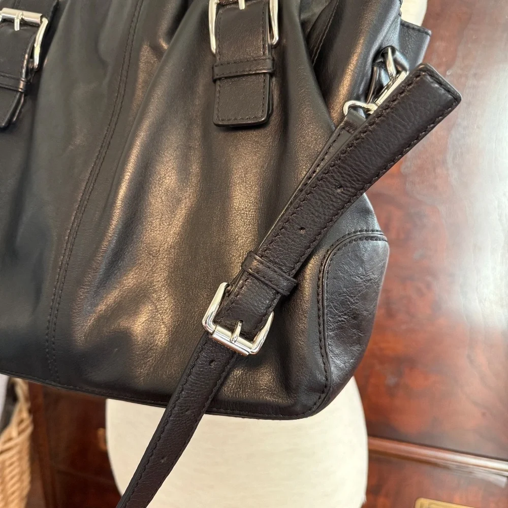 Michael Kors Brookville Black Leather Tote Bag Dual Handles - Picture 8 of 16